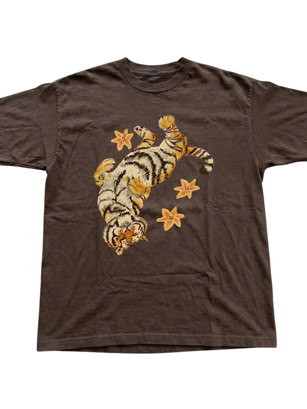 Gildan Brown Graphic Tee with Relaxed Tiger